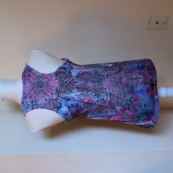 Silky Purple Mandala Tie Dye Hippie Racerback Top - Picture 4 of 6